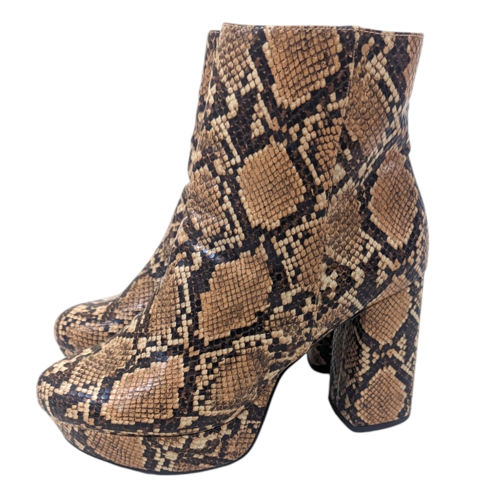 Steve Madden Grate Platform Ankle Boots Booties Womens 8.5 Python Snakeskin
